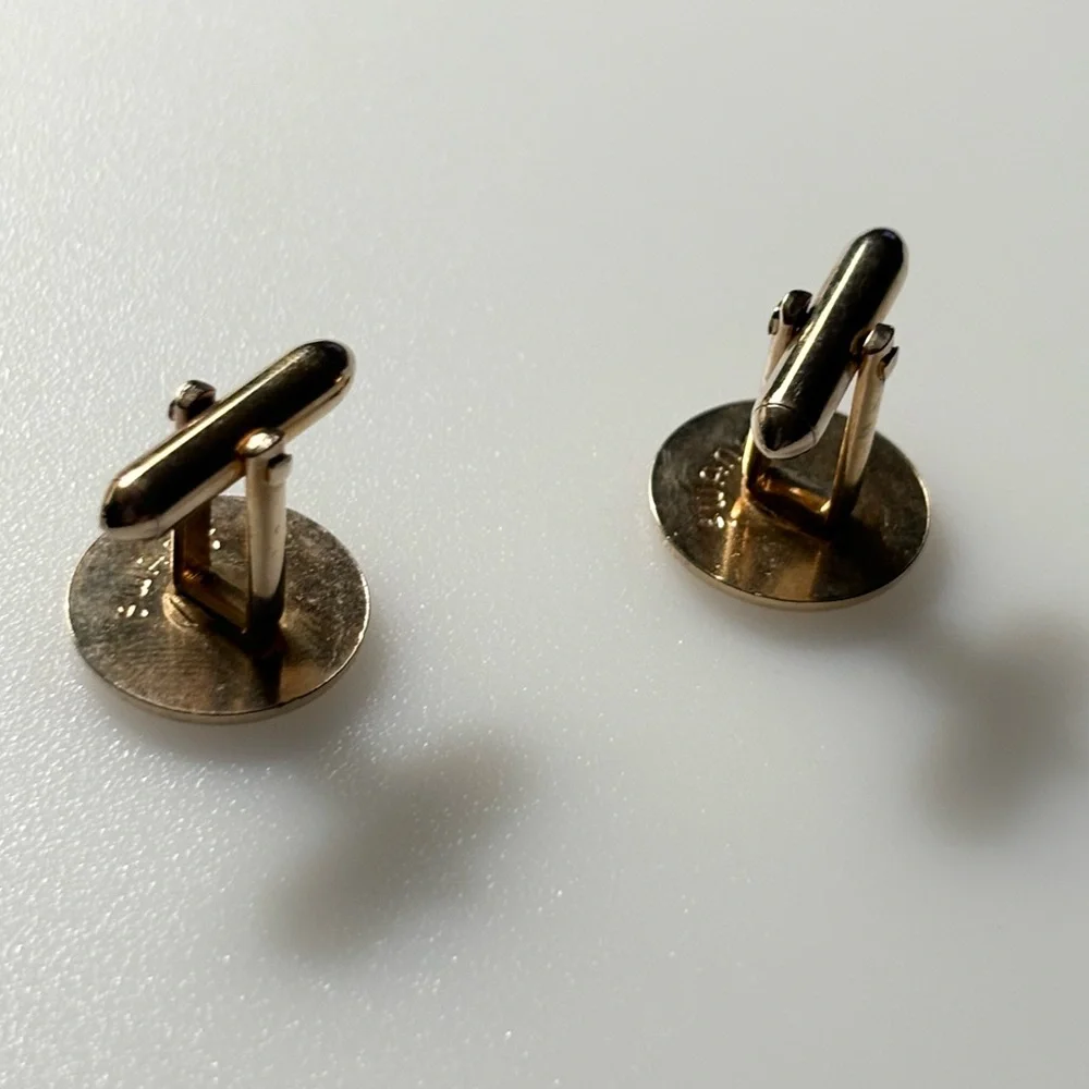 Vintage Estate Cufflinks Cuff links SWANK Men Round Gold Tone
